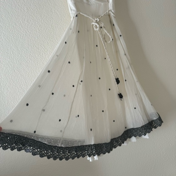 Yoana Baraschi Silk Polka-Dot Lace Trim Dress - Picture 2 of 5